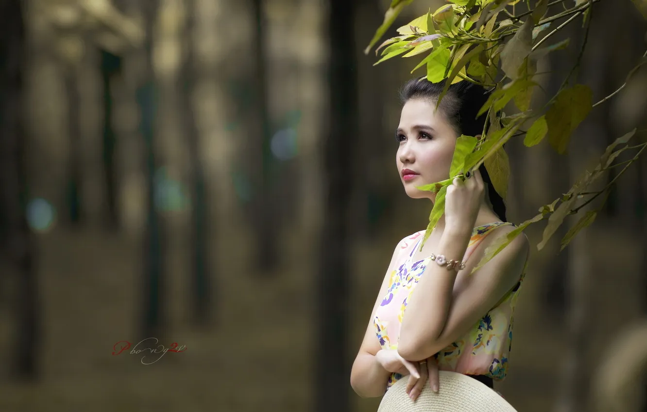 Photo wallpaper girl, nature, background