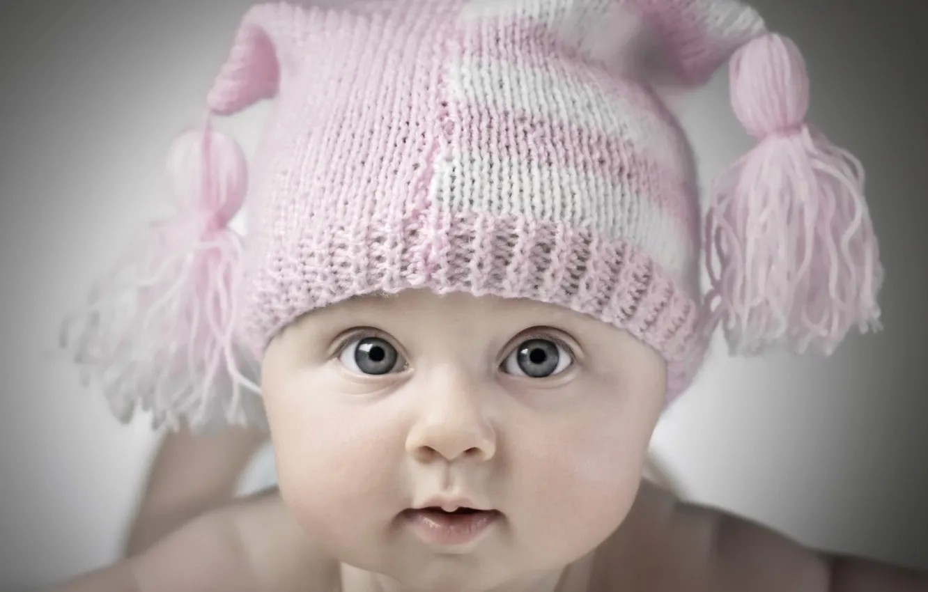 Photo wallpaper children, baby, cap, baby, babochki