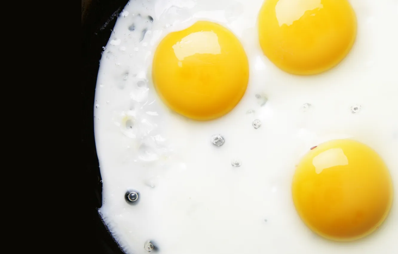 Photo wallpaper Breakfast, scrambled eggs, eggs, fried, proteins, yolks
