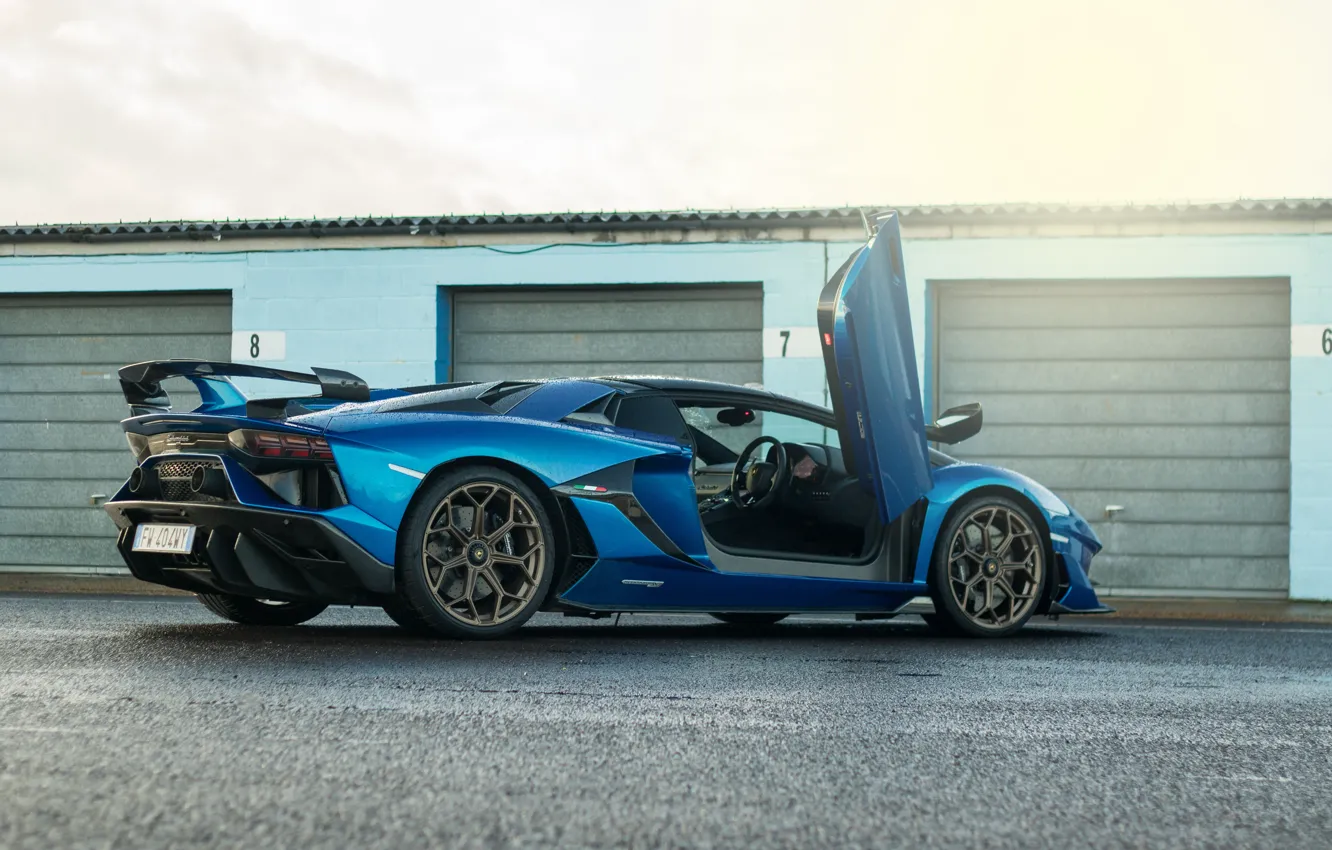 Photo wallpaper Blue, Aventador, Garage