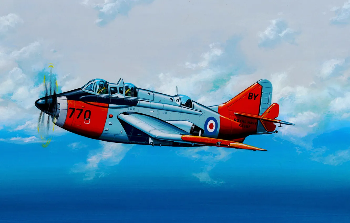 Photo wallpaper art, airplane, painting, aviation, Fairey Gannet