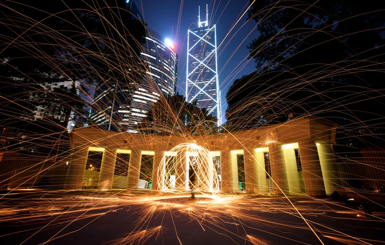 Photo wallpaper salute, fireworks, Hong Kong, Hong Kong, Victoria Bay, Central Plaza, central plaza