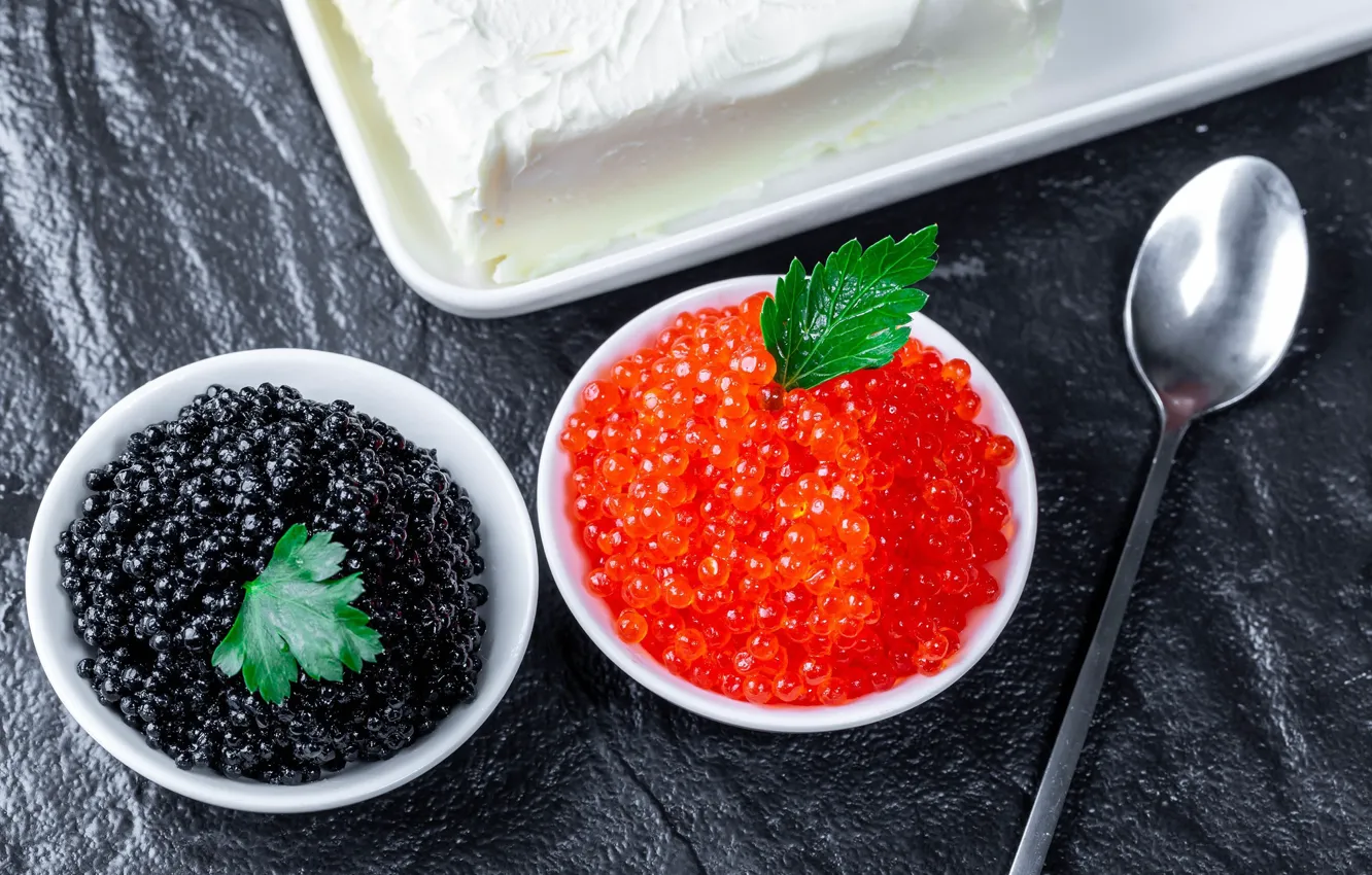 Photo wallpaper caviar, oil, caviar, caviar black