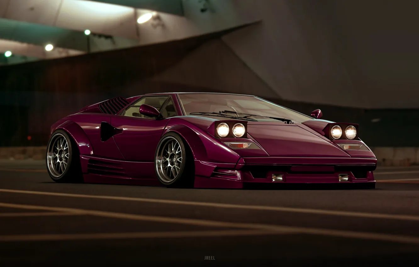 Photo wallpaper machine, auto, purple, retro, the game, Lamborghini, supercar, sports car