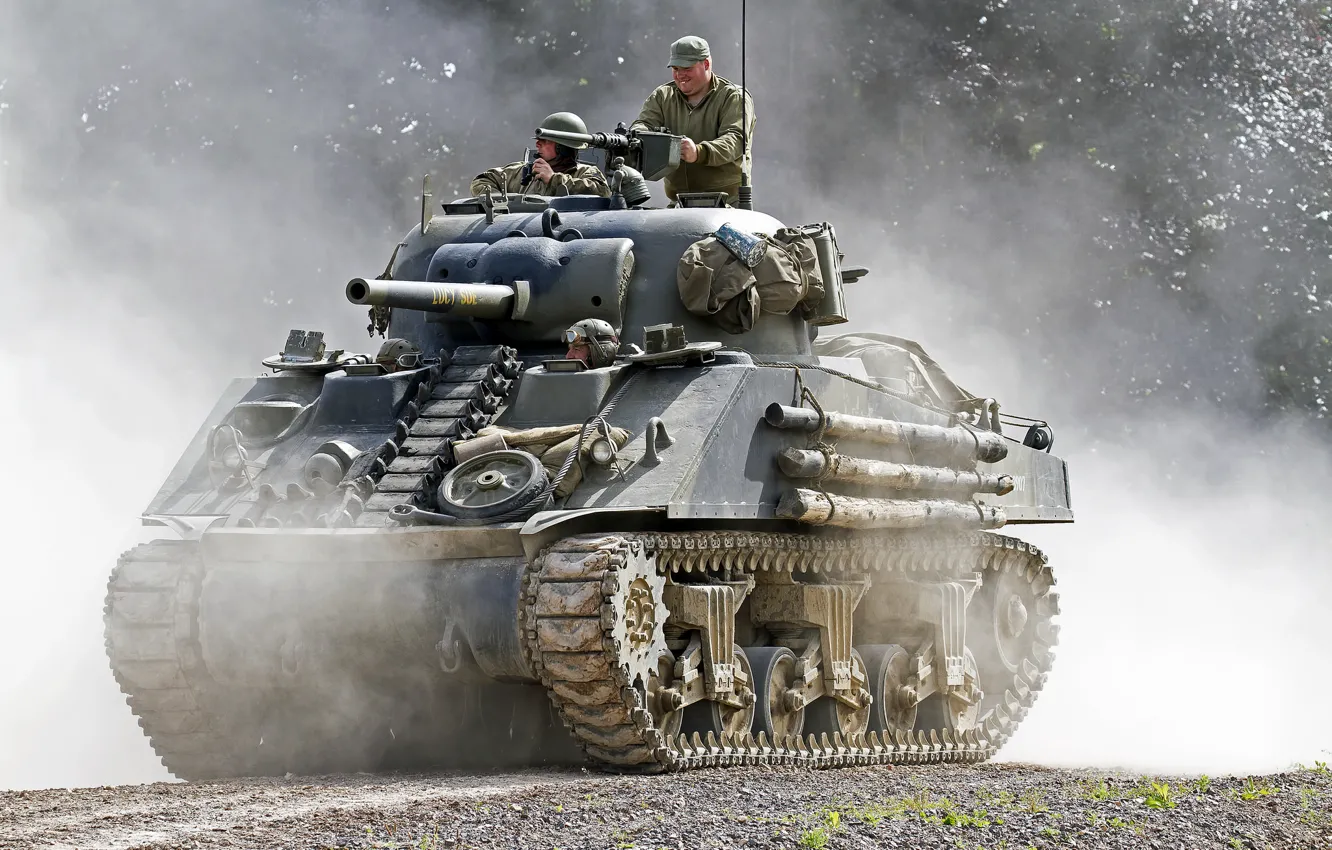 Photo wallpaper dust, tank, average, M4 Sherman, "Sherman"