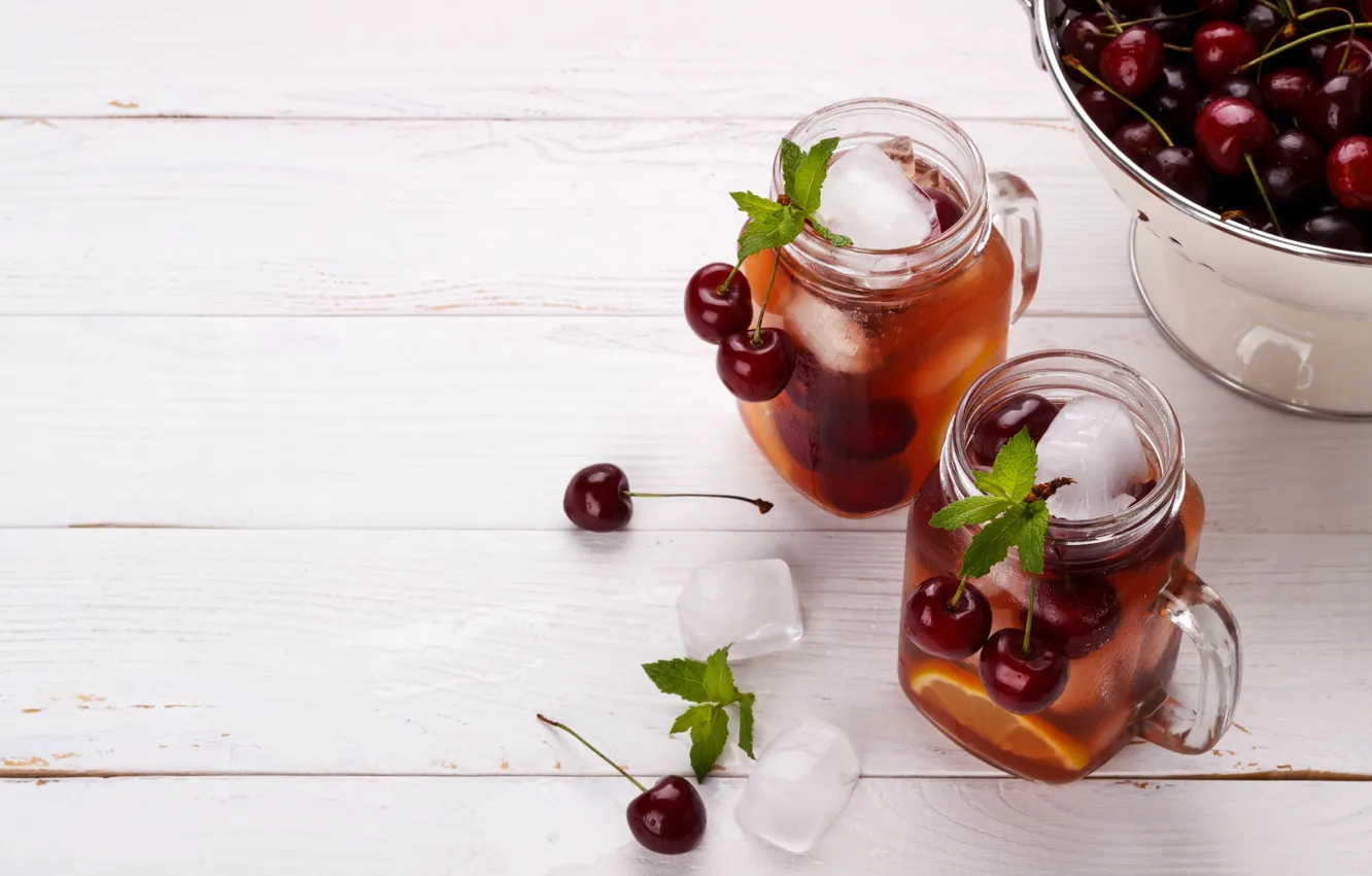 Photo wallpaper ice, cherry, drink