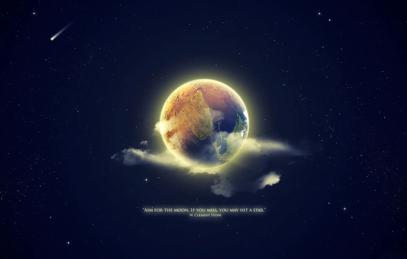 Photo wallpaper stars, background, earth, Wallpaper, the moon, planet, quote, statement