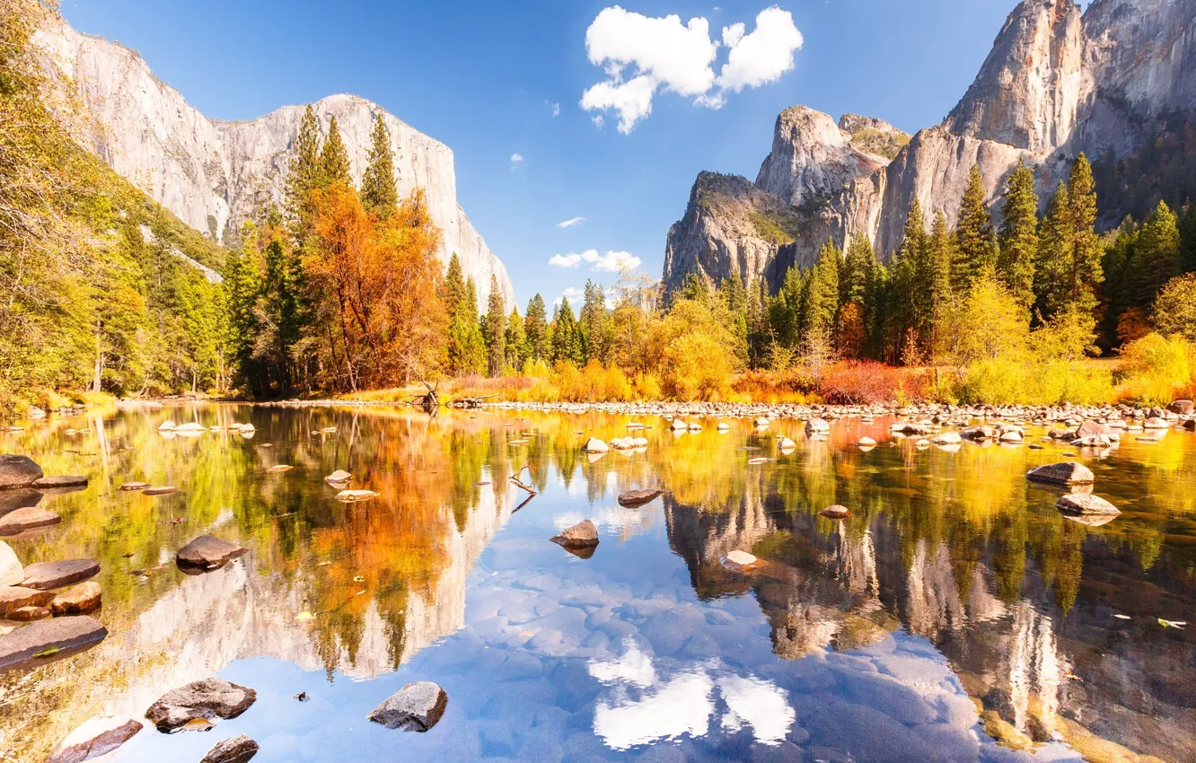 Photo wallpaper autumn, the sky, clouds, nature, Yosemite national Park