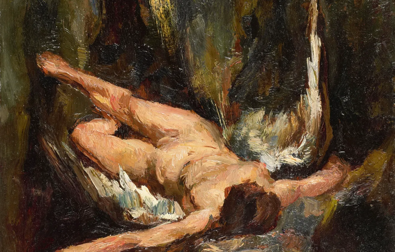 Photo wallpaper trees, oil, picture, fallen angel, mythology, Willem de Zwart