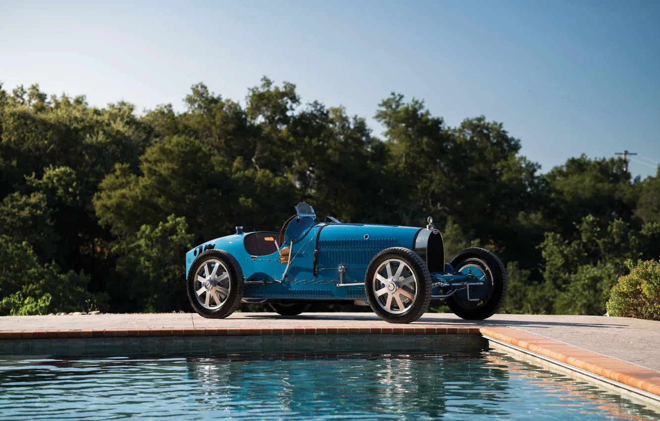 Photo wallpaper Pool, Blue, Vintage, Retro, 1927, Bugatti Type 35C