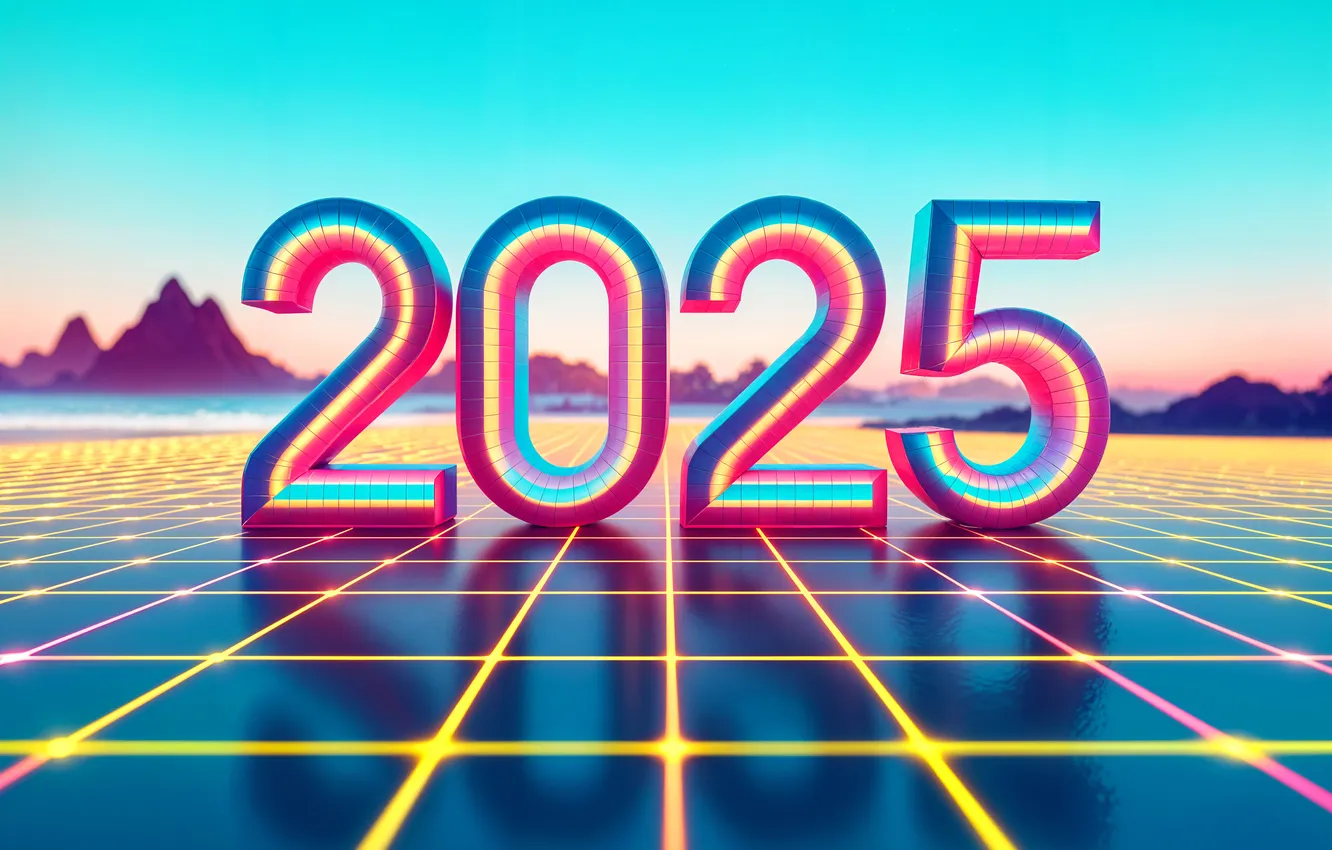 Photo wallpaper field, the sky, surface, mountains, reflection, perspective, new year, cell