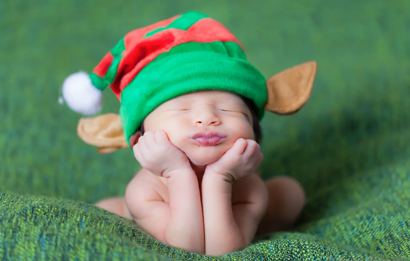 Photo wallpaper children, hat, sleep, baby