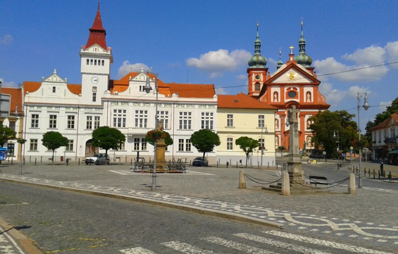 Photo wallpaper summer, cathedral, old, church, Town, Czech Republic, Stara Boleslav