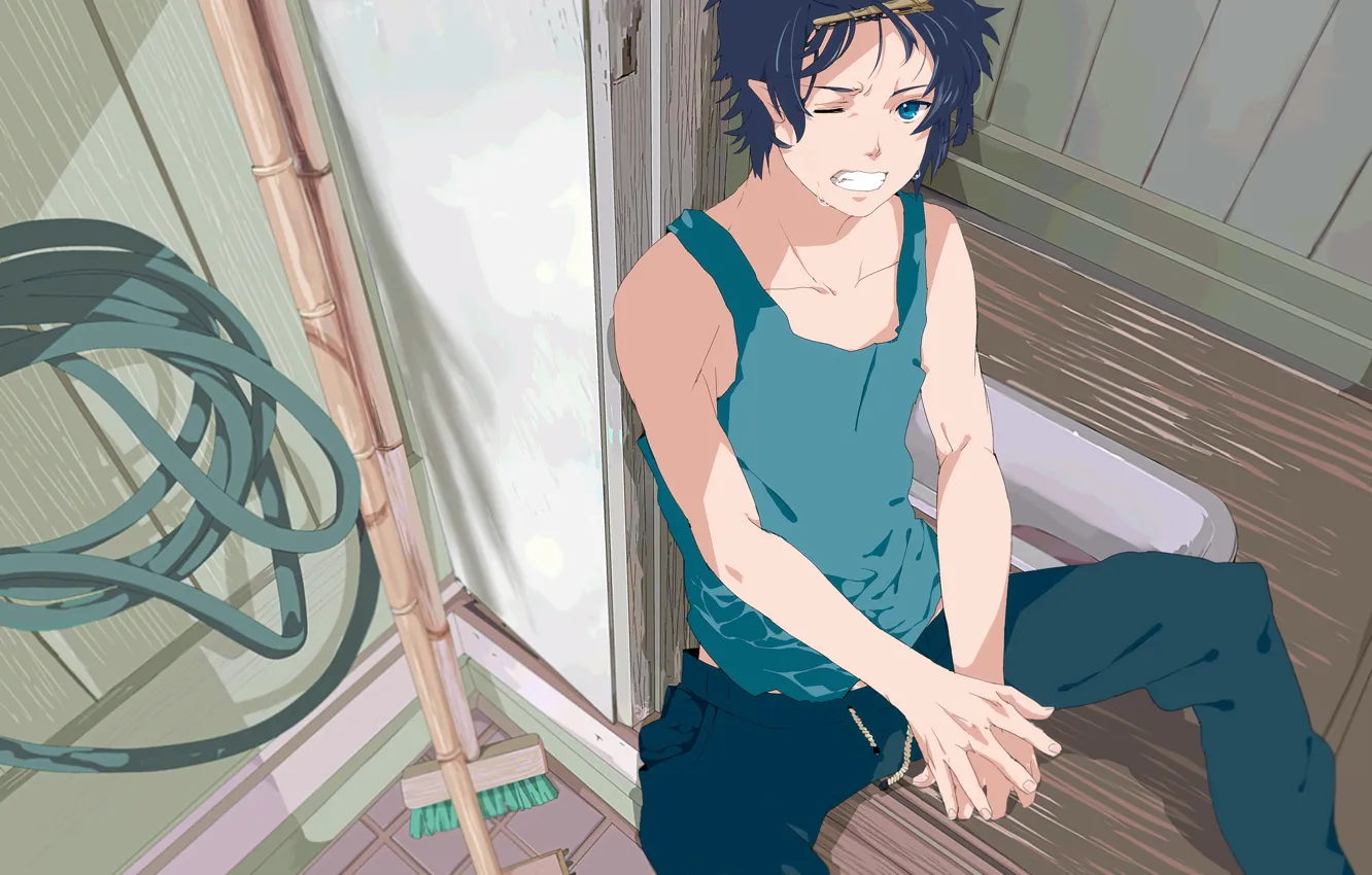 Photo wallpaper anime, art, guy, Ao no Exorcist, Blue exorcist, Rin Okumura