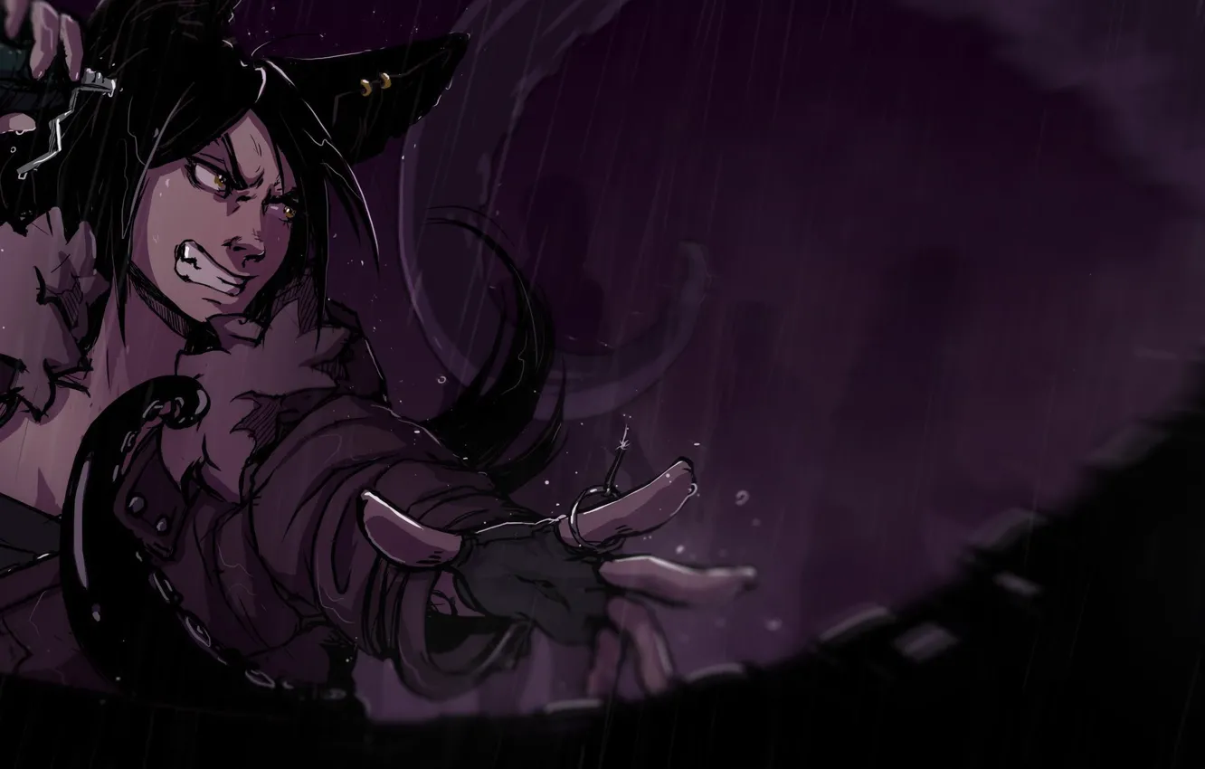 Photo wallpaper rain, anger, tentacles, zombies, girl, zombie, rain, postapokalipsis