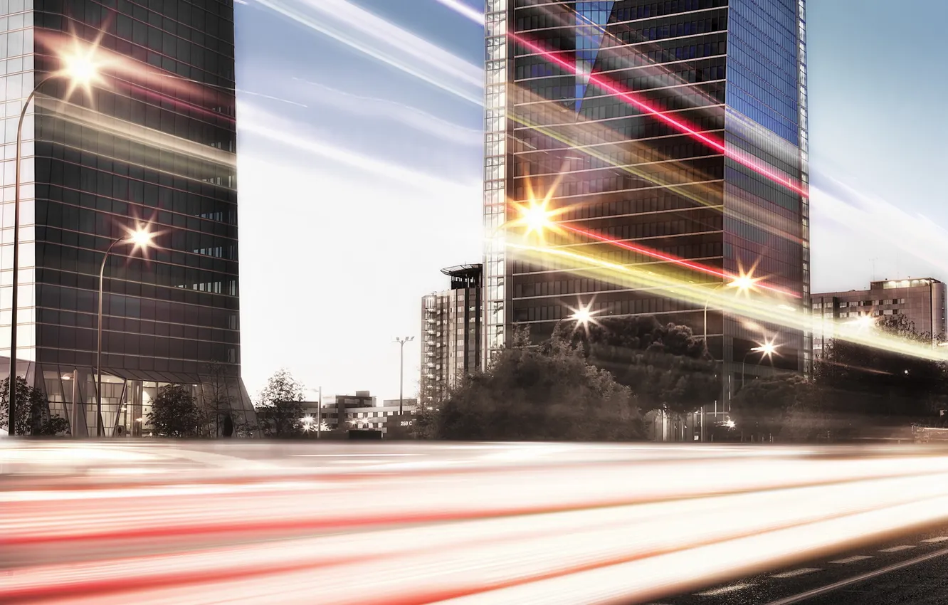 Photo wallpaper light, the city, home, effect