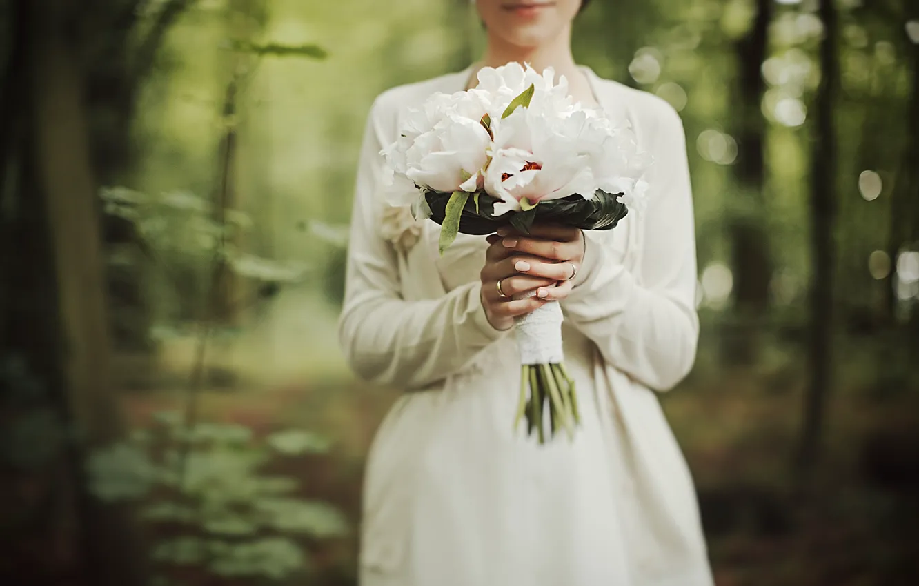 Photo wallpaper flowers, bouquet, white, peonies, wedding