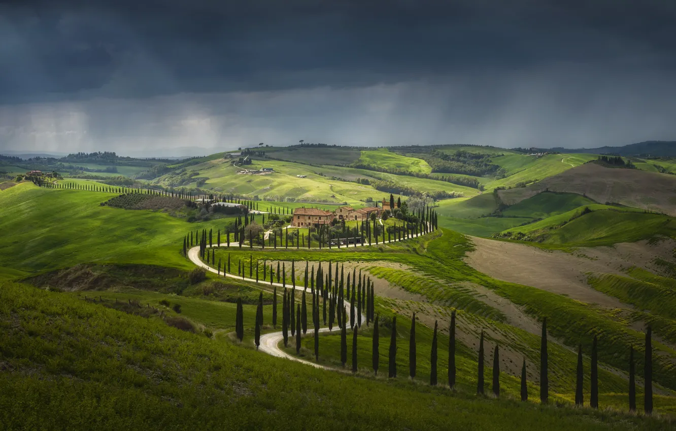 Photo wallpaper road, Italy, Tuscany