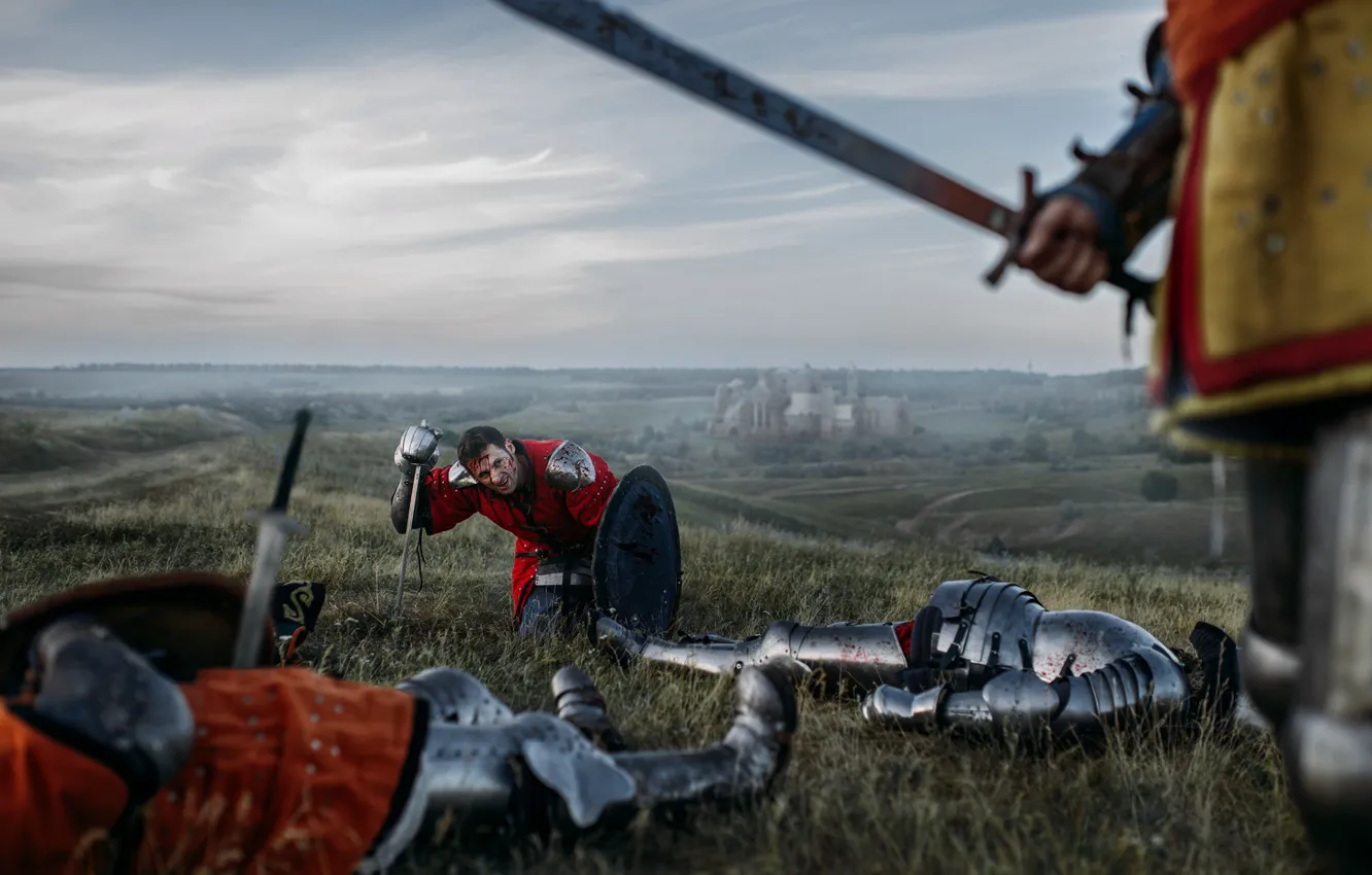 Photo wallpaper weapons, blood, armor, warrior, knights