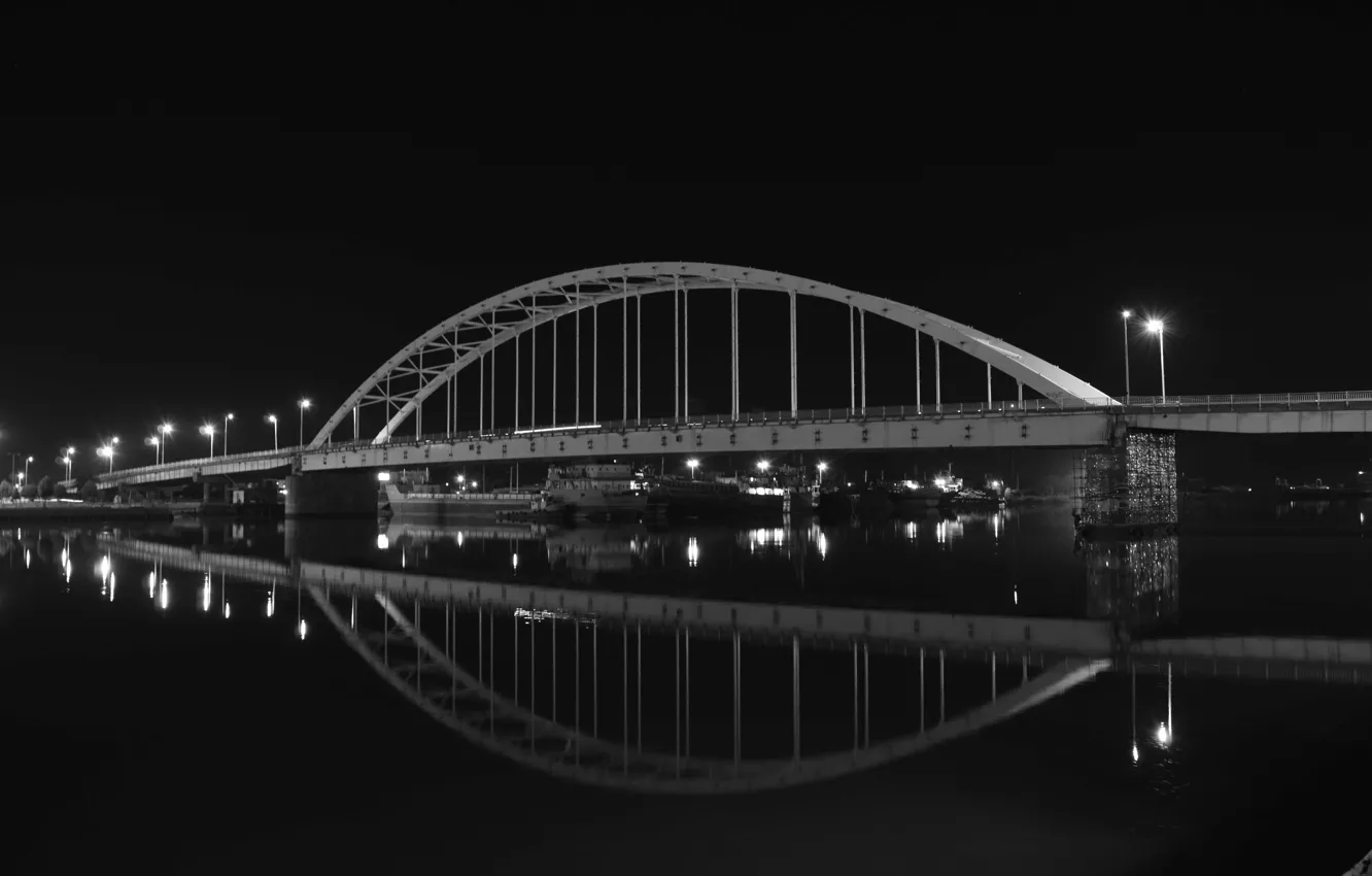 Photo wallpaper bridge, night, new, khorramshahr