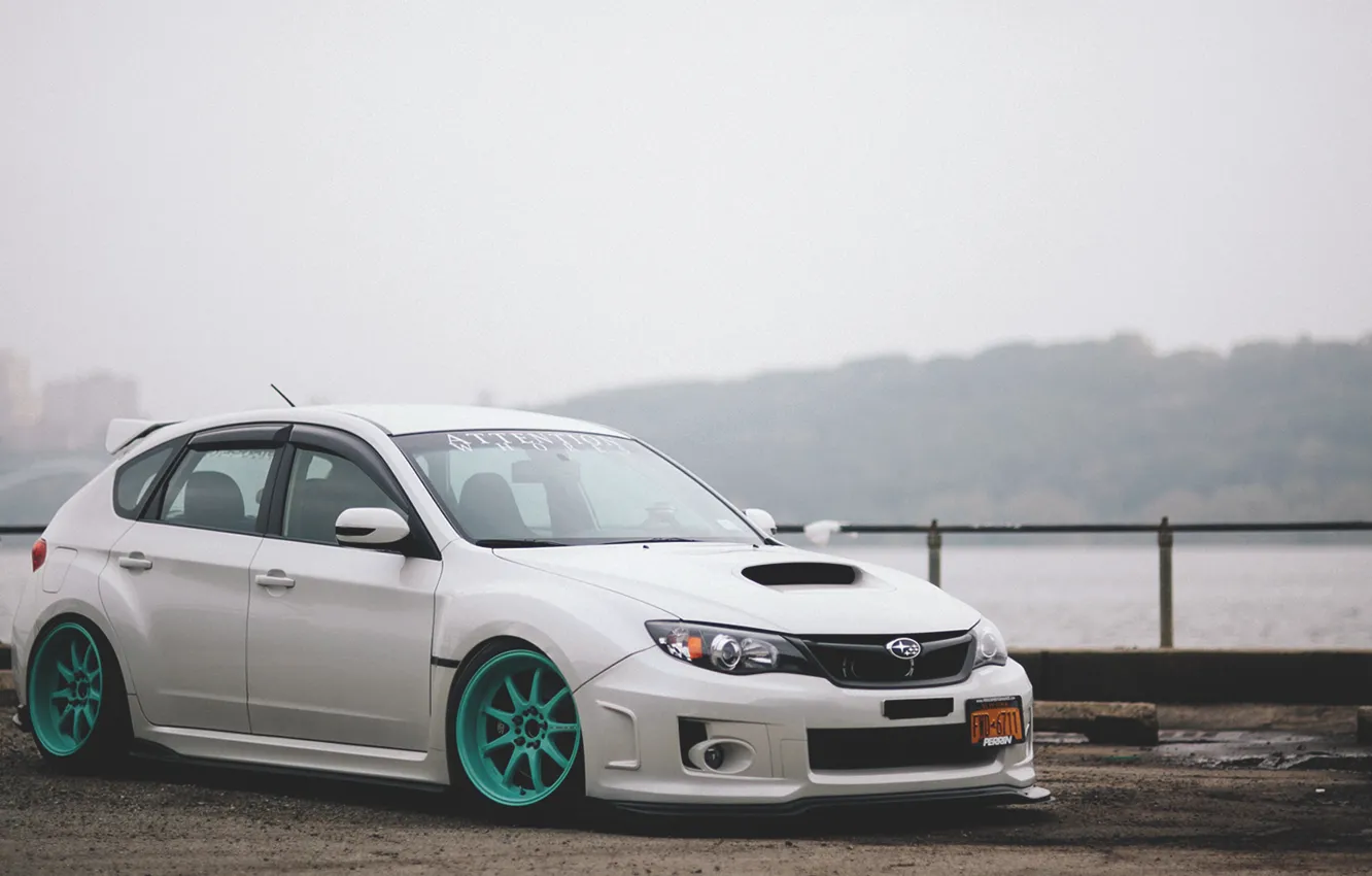 Photo wallpaper white, subaru, impreza, Subaru, sti, Impreza