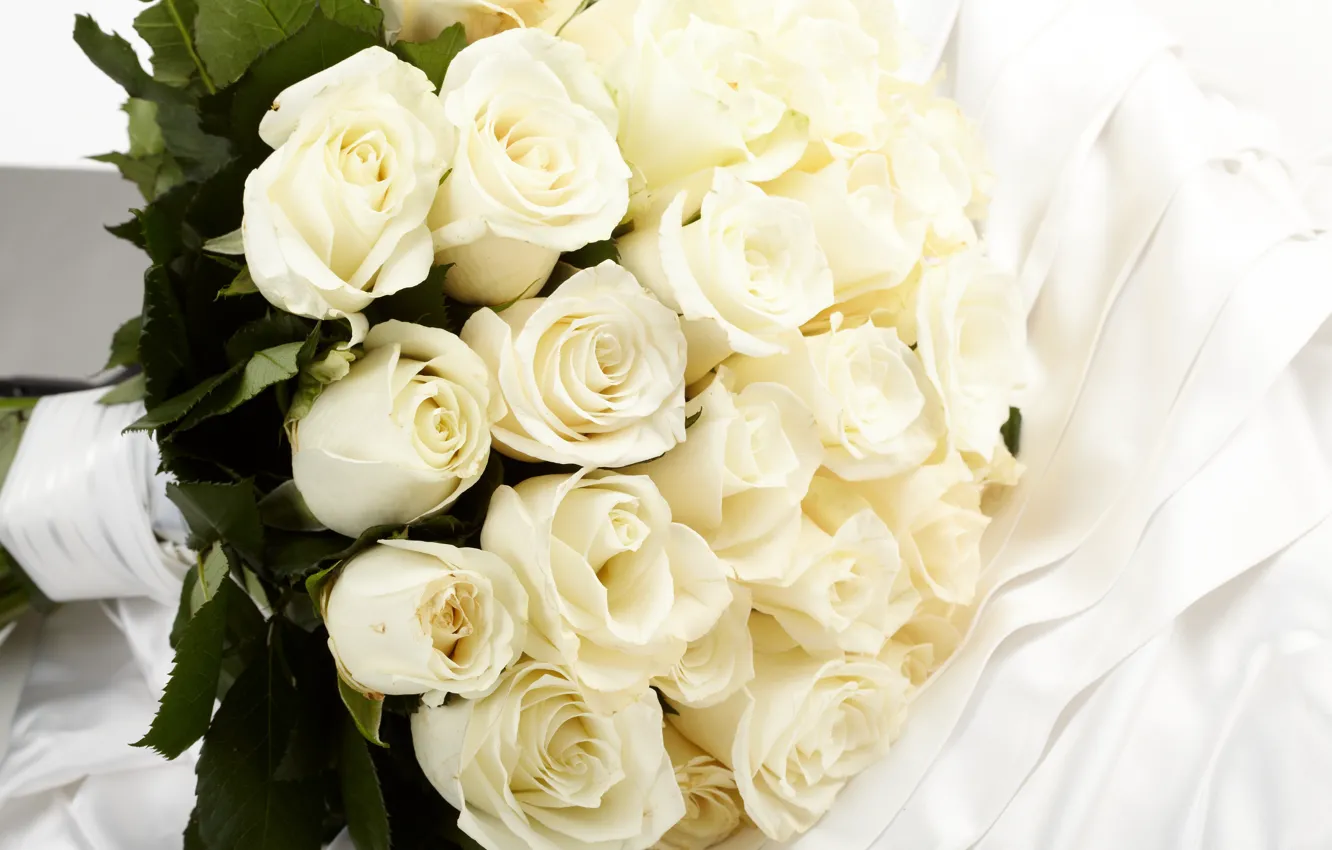 Photo wallpaper bouquet, white, white roses, flowers, roses