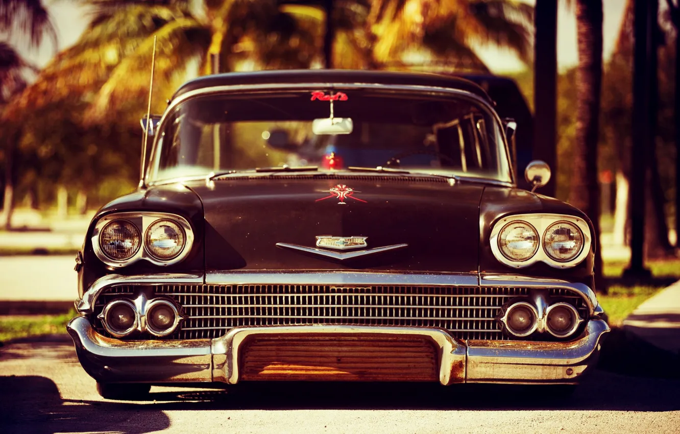 Photo wallpaper Chevrolet, Old, Vintage, Custom, Wagon, Low, Nomad, Chevrolet Bel Air Impala