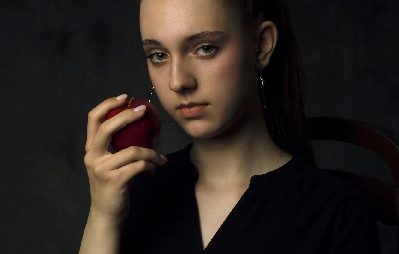 Photo wallpaper girl, model, apples, Alexander Zamyatin