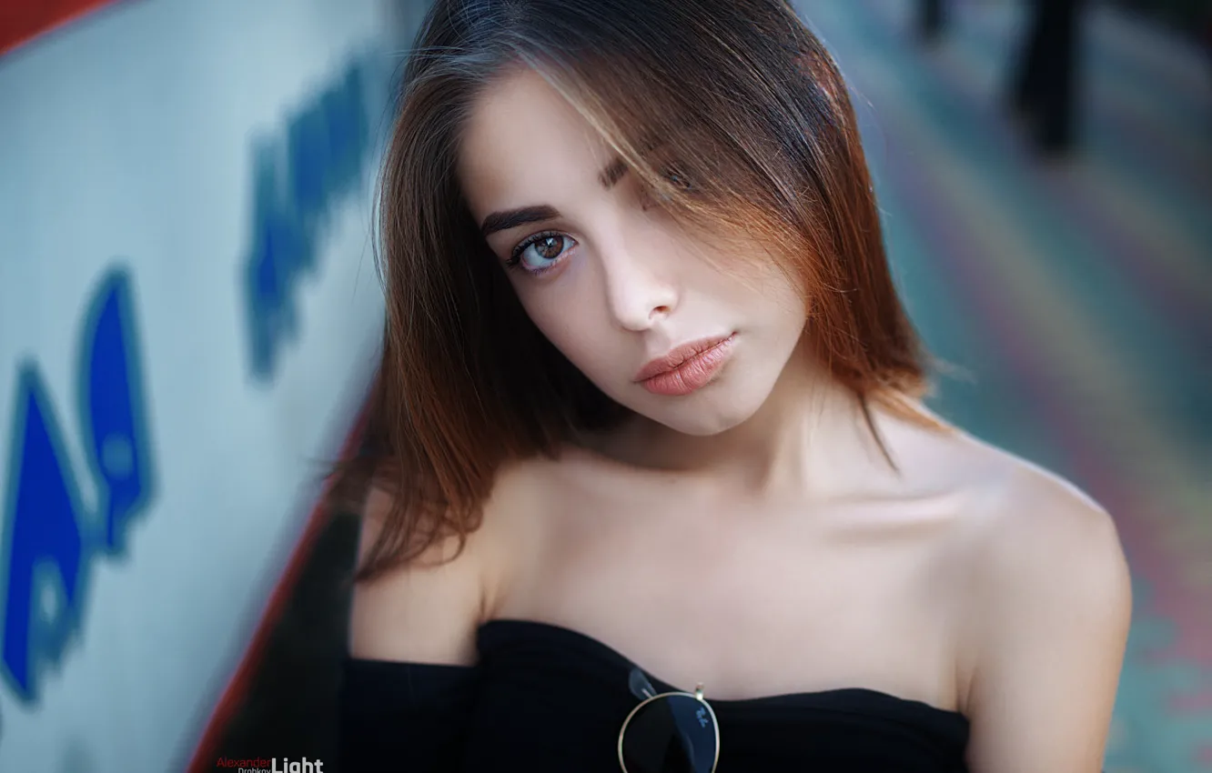 Photo wallpaper look, model, portrait, makeup, hairstyle, brown hair, bokeh, Alexander Drobkov