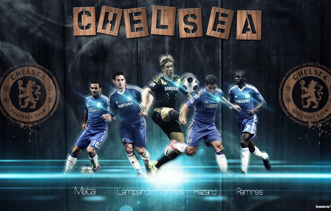 Photo wallpaper Chelsea, Torres, Azar, emblem Mat, Ramirez, Lampard