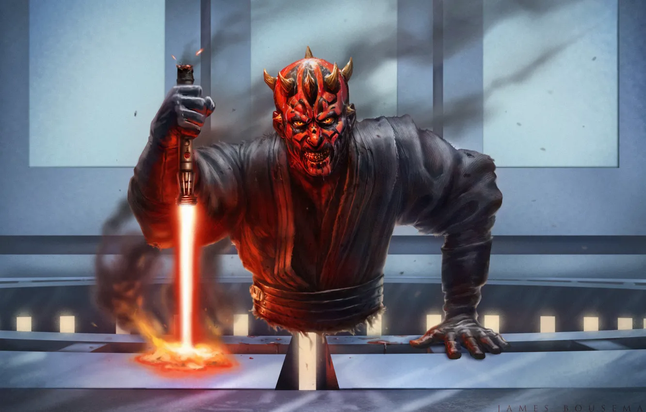 Photo wallpaper figure, sword, Star Wars, art, dark, darth, Darth Maul, Dark Side