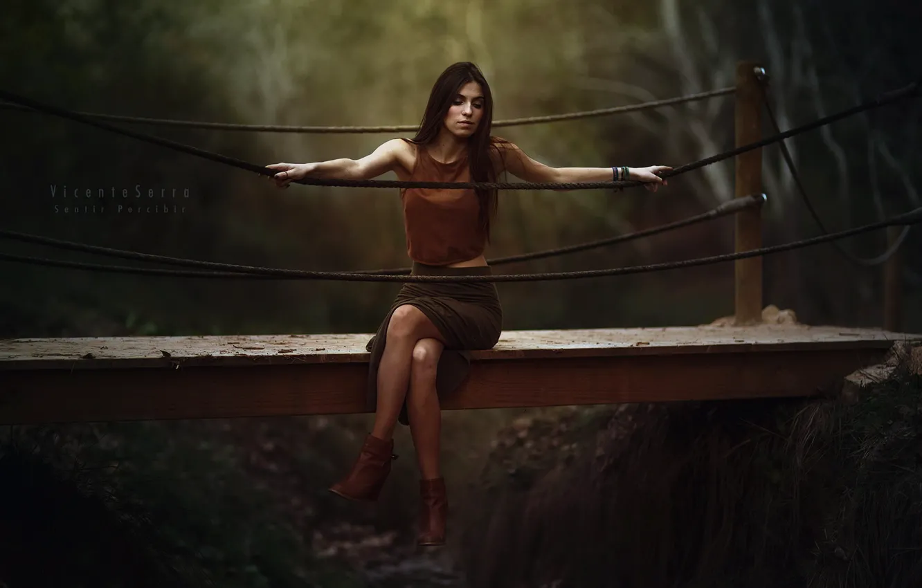 Photo wallpaper girl, bridge, Marta Belda