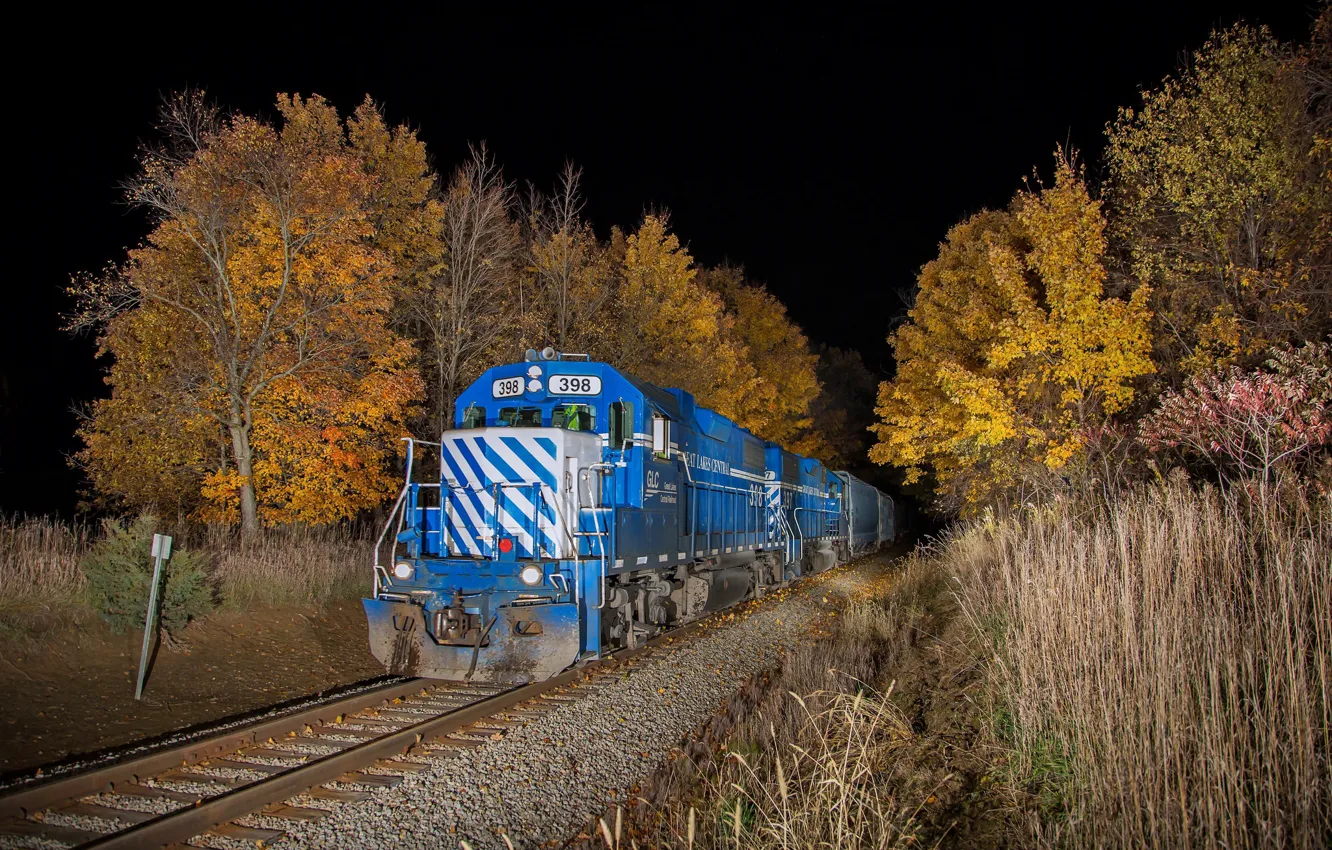 Photo wallpaper night, train, rides