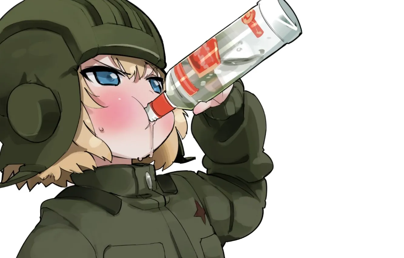 Photo wallpaper girl, anime, art, vodka, girls and panzer, upscale, harepore, stereotypes