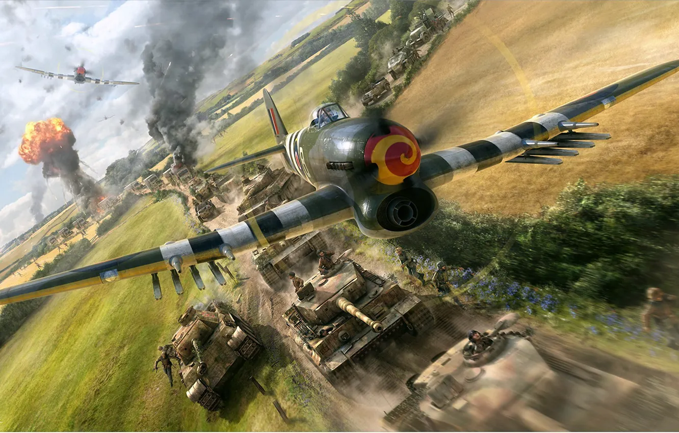 Photo wallpaper the plane, fighter, art, bomber, British, the second world war, RAF, WW2