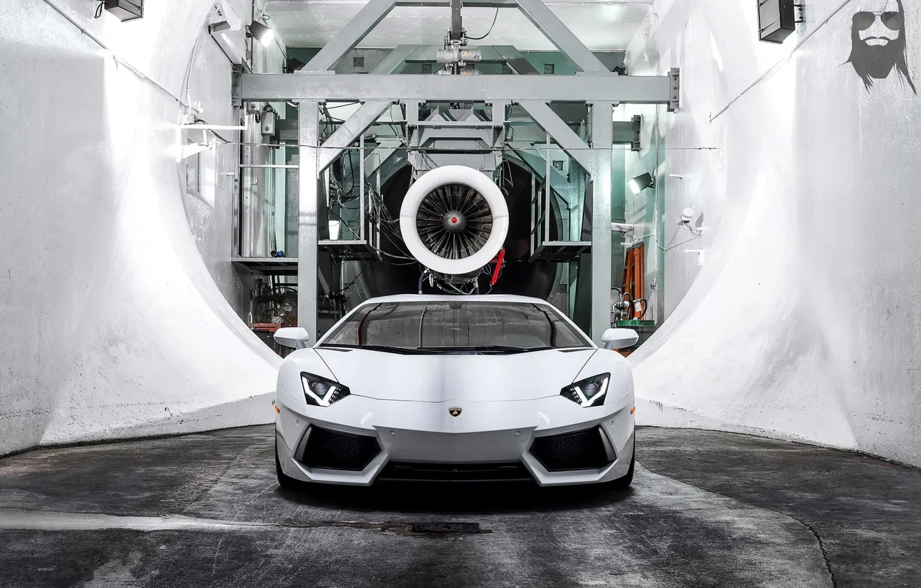 Photo wallpaper white, white, lamborghini, the front, aventador, lp700-4, Lamborghini, aventador