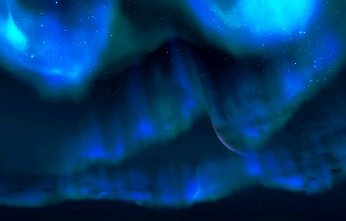 Photo wallpaper the sky, stars, blue, beautiful, Skyrim, The Elder Scrolls V