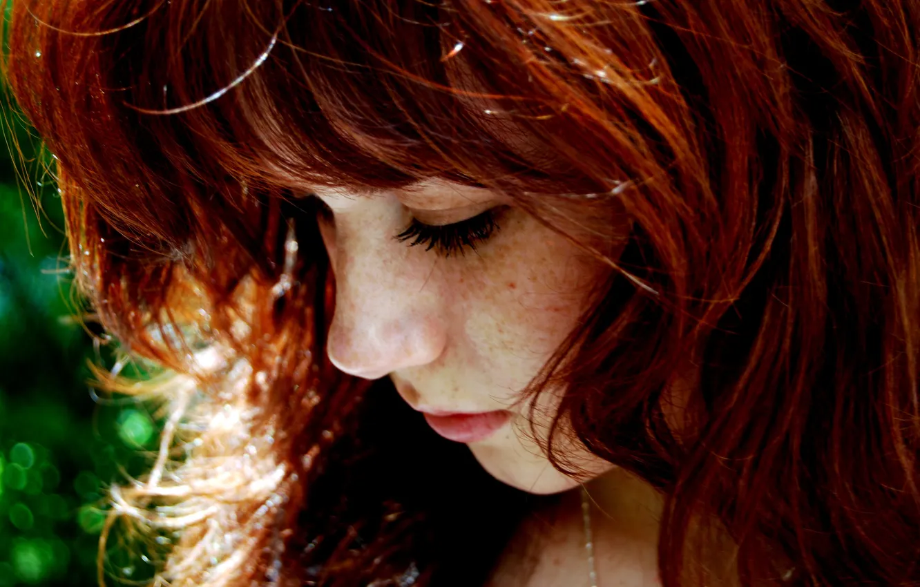 Photo wallpaper freckles, red, beautiful