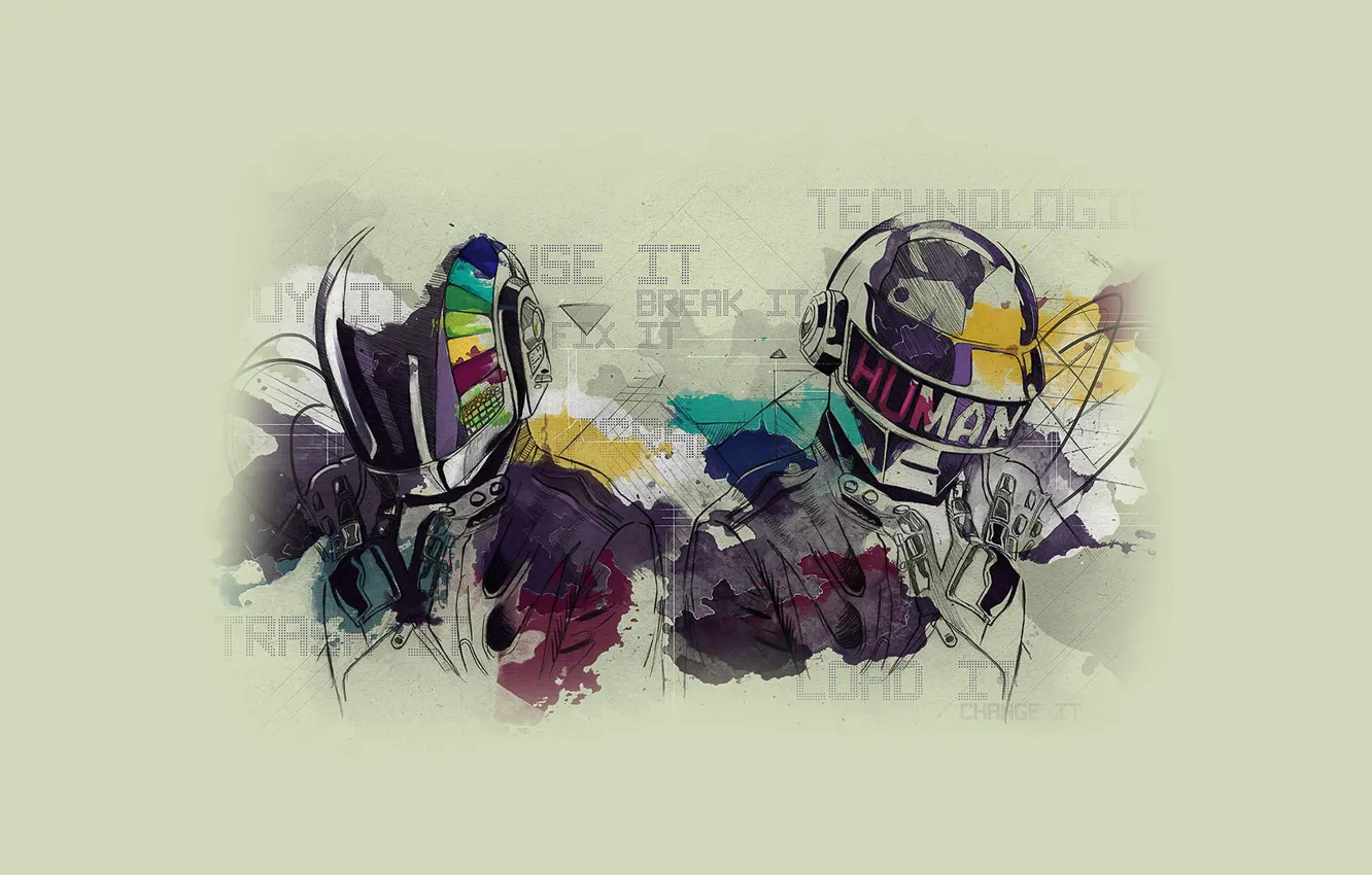 Photo wallpaper figure, music, background, Thomas Bangalter, Guy Manuel de Homem Christo, Tom and guy Manuel, Daft …