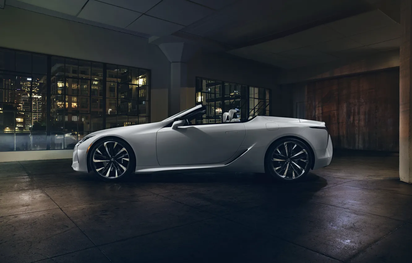 Photo wallpaper white, Lexus, convertible, side view, 2019, LC Convertible Concept