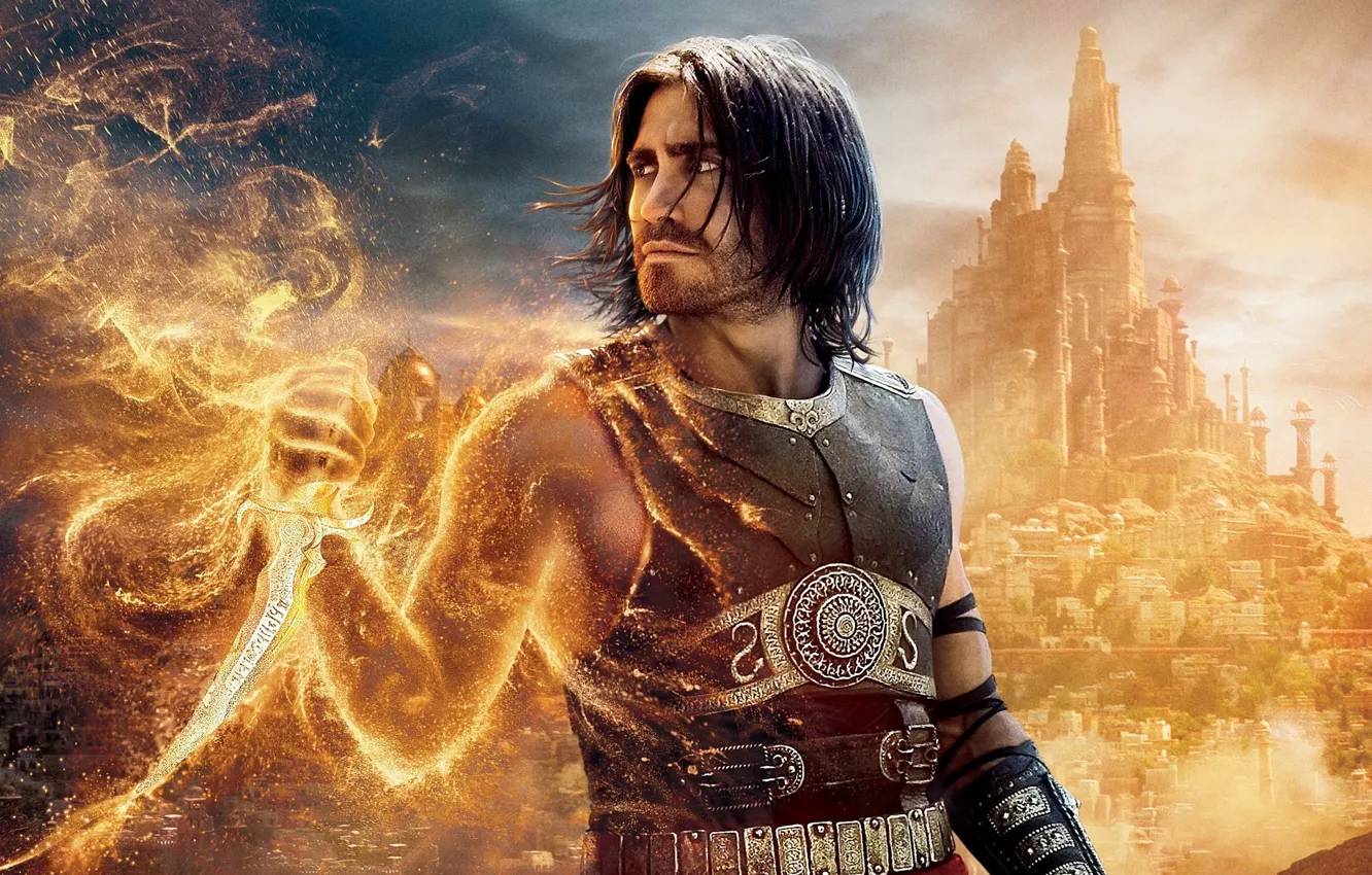 Photo wallpaper sand, the city, fire, movie, tower, dagger, Prince of Persia, Prince Of Persia