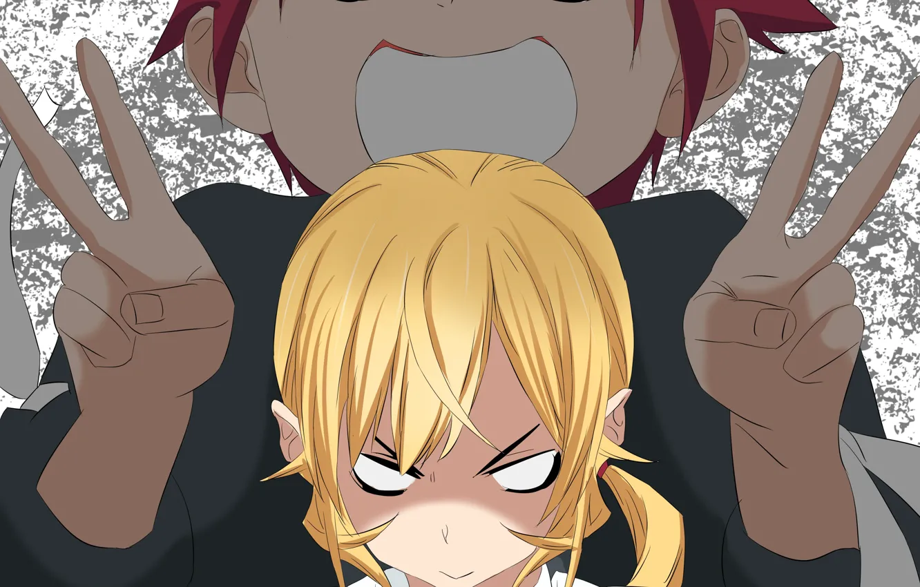 Photo wallpaper girl, anger, guy, Erina Nakiri's, In the search for the divine recipe, Soma Yukihira, Shokugeki …