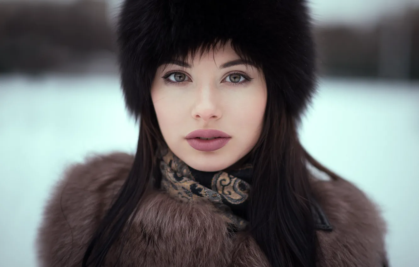Photo wallpaper winter, look, girl, Andrey Firsov