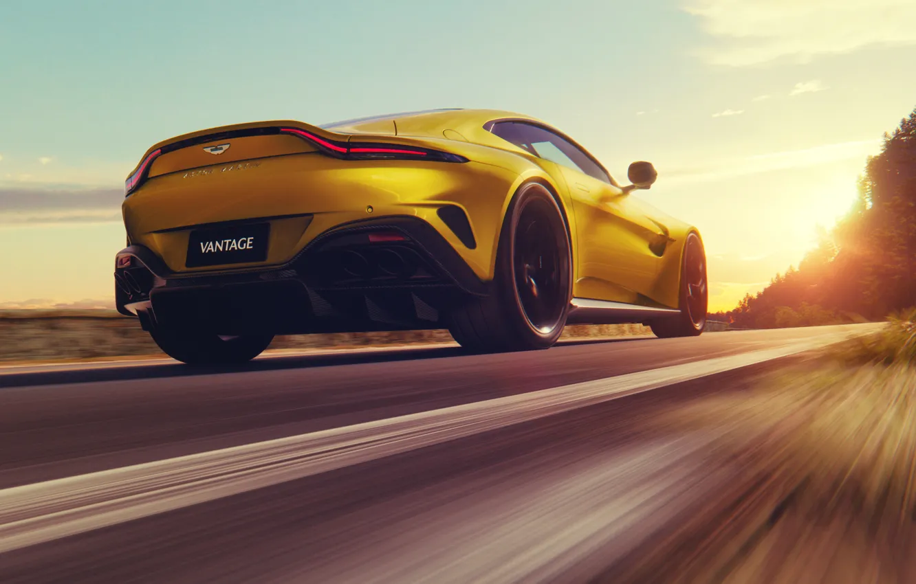 Photo wallpaper yellow, car, Aston Martin Vantage 2024