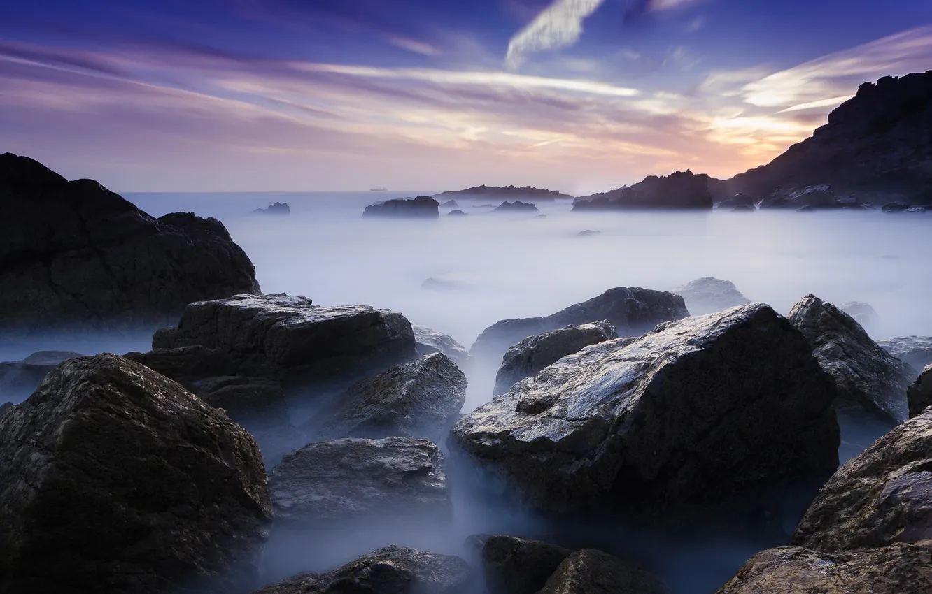 Photo wallpaper sea, beach, stones, rocks, excerpt, Austria
