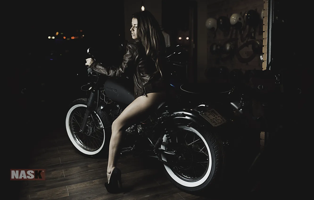 Photo wallpaper Girl, motorcycle, girl, woman