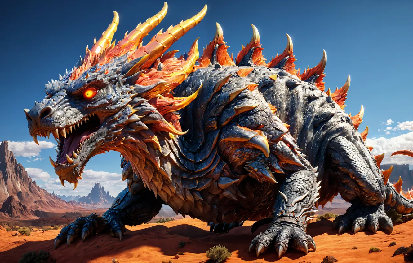 Photo wallpaper dragon, fantasy, spikes
