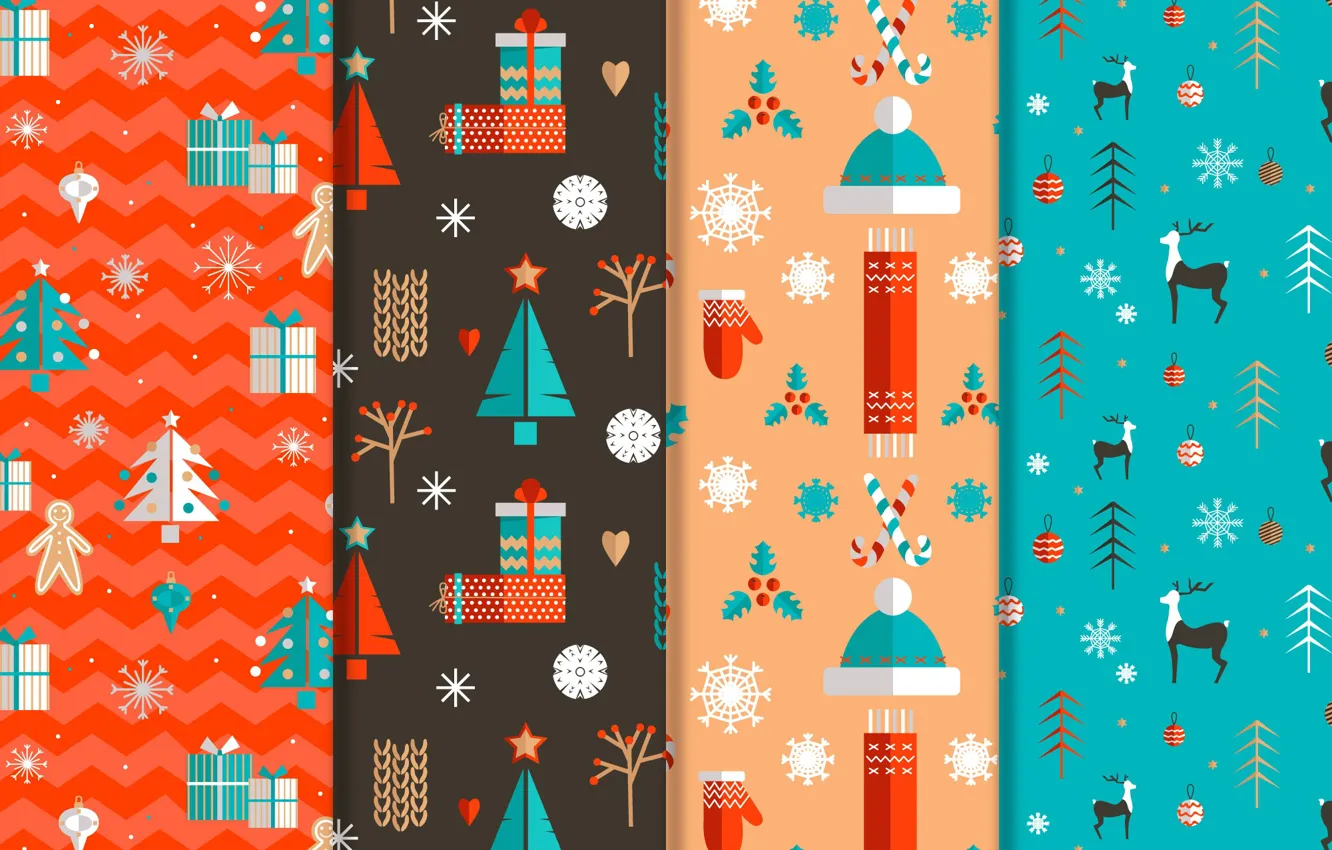 Photo wallpaper winter, New year, christmas, design, pattern, decor, collection, flat