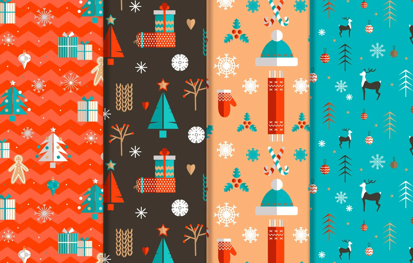 Photo wallpaper winter, new year, Christmas, design, pattern, decor, Collection, flat