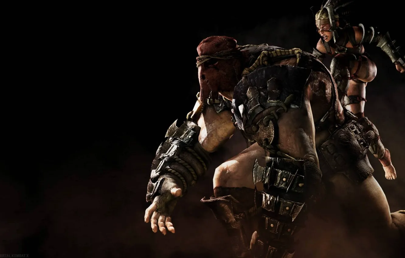 Photo wallpaper battlefield, girl, woman, fog, man, pair, fight, tatoo